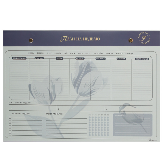 Еженедельник, Тюльпаны, недатированный, А4, 210*297 мм, 60 листов, FIORENZO, 253092