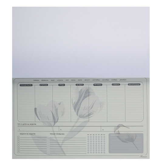 Еженедельник, Тюльпаны, недатированный, А4, 210*297 мм, 60 листов, FIORENZO, 253092