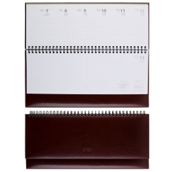 Планинг, Visa, датированный 2026 год, 142*294 мм, твердый картон 7Бц, кожзам, поролон, 64 листа, коричневый, Attomex, 2239659