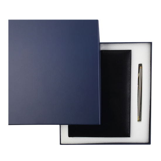 Подарочный набор ежедневник 2024 года с ручкой  А5, твердый картон 7Бц, кожзам, поролон, 176 листов, цвет черный Visa Attomex 2237441