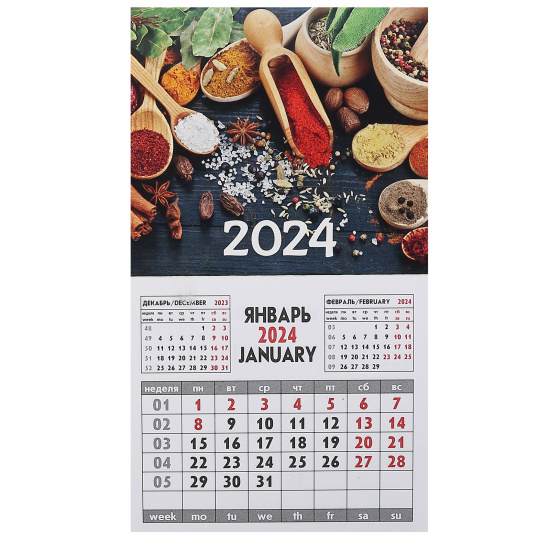 Календарь настенный 2024г магнитный, 92*163 мм, склейка Разнообразие приправ Проф-Пресс КМ-6486