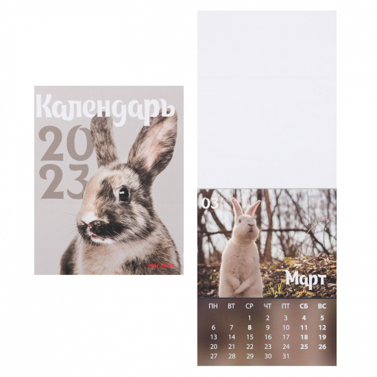 Календарь магнитный 2023г 108*145 Проф-Пресс Пушистые кролики КМ-7613