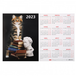Календарь настенный листовой 2023г, 29*44 см Кот ученый Hatber Кл3_27106