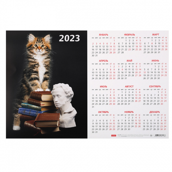 Календарь листовой настен 2023г 29*44 Кот ученый Hatber Кл3_27106