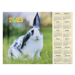 Календарь настенный листовой 2023г, 45*60 см Год кролика Hatber Кл2_28014
