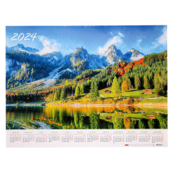 Календарь настенный 2024г листовой, 45*60 см Великолепие природы Hatber Кл2_29723