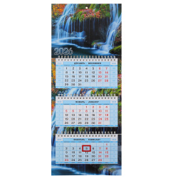 Календарь настенный 2026г, трехблочный, 19*47 см, на спирали, бегунок, МИНИ-3, Музыка воды, Hatber, 3Кв3гр5ц_13737