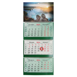 Календарь настенный квартальный 2023г трехблочный, 44*83 см, на спирали, бегунок Супер премиум Маяк на рассвете Полином 2409-7/1578147