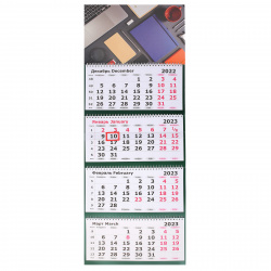 Календарь настенный квартальный 2023г четырехблочный, 30*84 см, на спирали, бегунок Офис Полином 2404-16