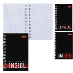 Книжка записная А7 (67*100 мм), 40 листов, клетка, на спирали, мелованный картон, ассорти 3 вида INSIDE Hatber 40ЗК7В1гр