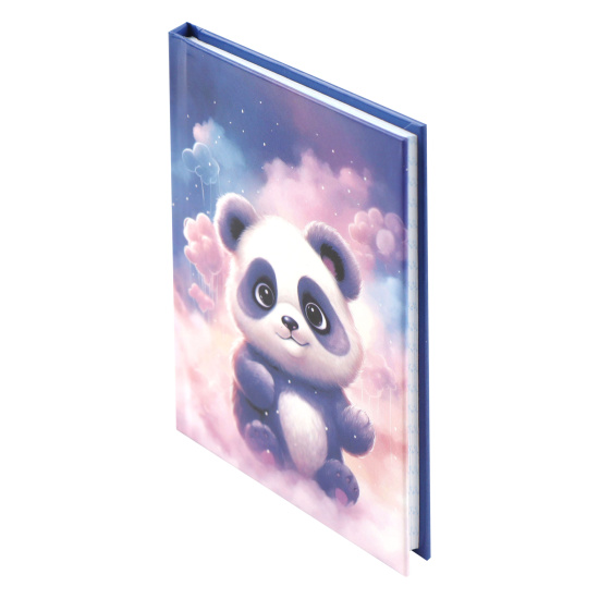 Книжка записная А7 (75*105 мм), 48 листов, клетка, склейка, твердый картон 7Бц Панда на облаке КОКОС 241618