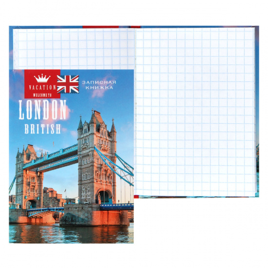 Книжка записная А7 (75*105 мм), 48 листов, клетка, склейка, твердый картон 7Бц Лондонский мост Проф-Пресс К64-5561