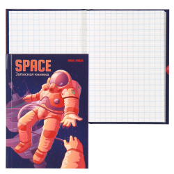 Книжка записная А7 (75*105 мм), 64 листа, клетка, склейка, твердый картон 7Бц Помощь в космосе Проф-Пресс 64-6598