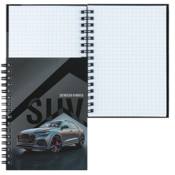 Книжка записная, А6, 105*145 мм, 80 листов, клетка, на спирали, твердый картон 7Бц, Блестящие авто - 1, Проф-Пресс, 80-9511