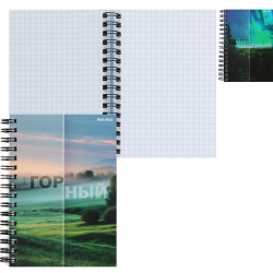 Книжка записная, А6, 95*140 мм, 120 листов, клетка, на спирали, мелованный картон, ассорти 2 вида, Matte nature, Проф-Пресс, ЗК120-3020