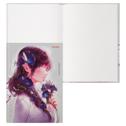 Книжка записная А5, 80 листов, клетка, склейка, твердый картон 7Бц Цветы в волосах Проф-Пресс 80-6686
