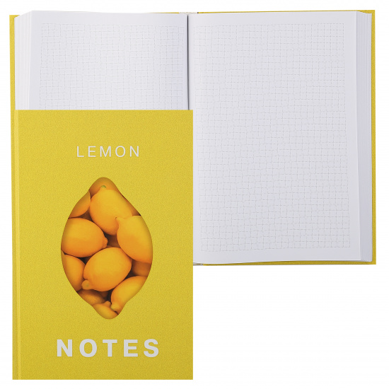 Книжка записная А5 (145*210 мм), 160 листов, клетка, книжный переплет, твердый картон 7Бц Lemon fresh Listoff КЗЛ51603694