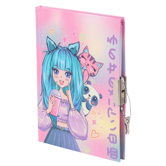 Книжка записная А6 (110*150 мм), 56 листов, линия, книжный переплет, твердый картон 7Бц Anime Girl КОКОС 241025