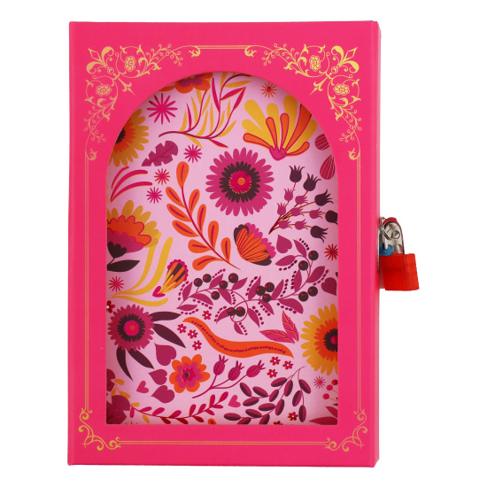 Книжка записная А5 (130*190 мм), 40 листов, линия, склейка, твердый картон 7Бц, подарочная коробка Цветочная мозайка розовый Alingar AL10779/2
