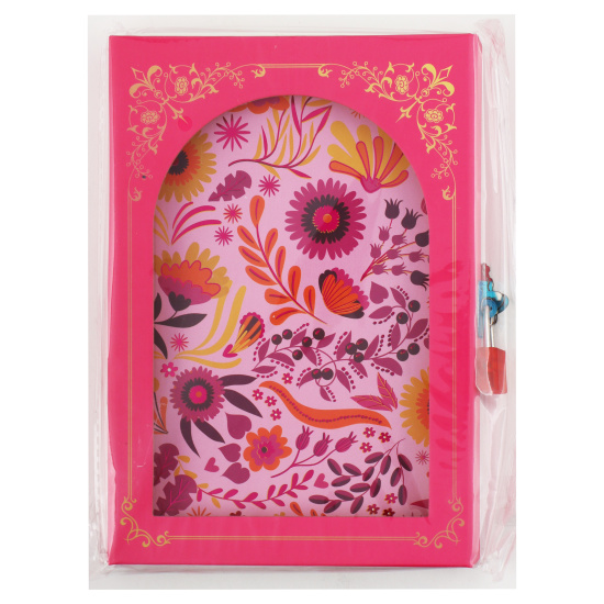 Книжка записная А5 (130*190 мм), 40 листов, линия, склейка, твердый картон 7Бц, подарочная коробка Цветочная мозайка розовый Alingar AL10779/2