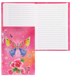 Книжка записная А5 (130*190 мм), 44 листа, линия, склейка, твердый картон 7Бц Двойная бабочка Alingar AL9187