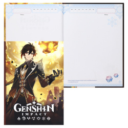 Дневничок для девочек А5 (145*200 мм), 32 листа, в точку, книжный переплет На каждый день с наклейками Genshin Impact РОСМЭН 39784