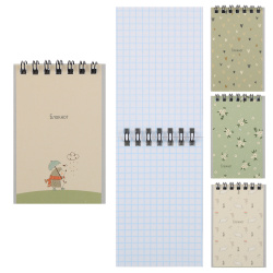 Блокнот, А7, 65*100 мм, 40 листов, клетка, на спирали, ассорти 4 вида, Уютный дизайн, Проф-Пресс, Б40-6379