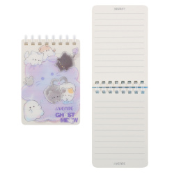 Блокнот, А7, 75*105 мм, 80 листов, линия, на спирали, пластик, Ghost Meow, deVENTE, 2350505