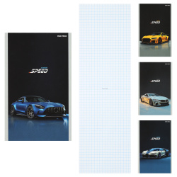 Блокнот, А6, 100*165, 24 листа, клетка, на скобе, ассорти 4 вида, Разные автомобили - 18, Проф-Пресс, Б24-3000