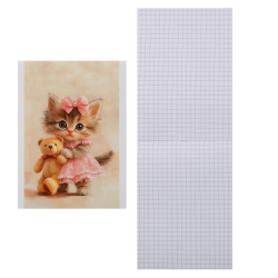 Блокнот, А6, 105*145 мм, 40 листов, клетка, на скобе, Котенок с плюшевым мишкой, Феникс, 71640