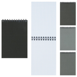 Блокнот, А6, 95*145 мм, 40 листов, клетка, на спирали, ассорти 4 вида, Оттенки серого, Проф-Пресс, Б40-9346