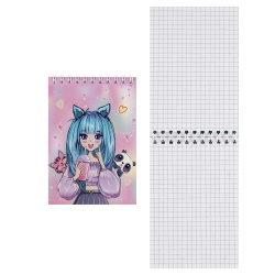 Блокнот А6, 40 листов, клетка, на спирали Anime Girl КОКОС 230892