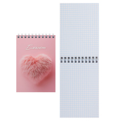Блокнот, А6, 100*145 мм, 80 листов, клетка, на спирали, Меховое сердечко, Феникс, 72776