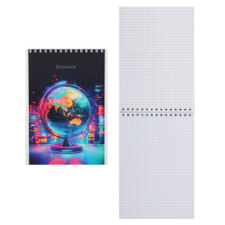 Блокнот, А5, 135*195 мм, 32 листа, клетка, на спирали, Глобус, Апплика, С1496-29
