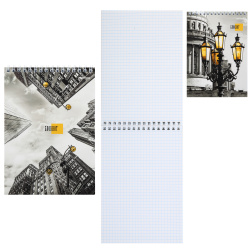 Блокнот, А5, 140*200 мм, 40 листов, клетка, на спирали, ассорти 2 вида, Желтые фонари, Проф-Пресс, Б40-9400