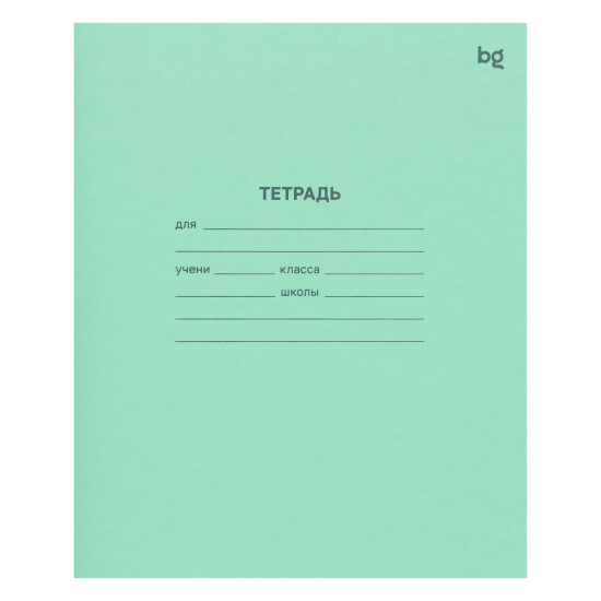 Тетрадь, 12 листов, клетка, БиДжи, Зеленая, Т5ск12е 63357/Т5ск12 57422