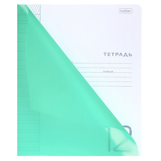 Тетрадь, 12 листов, линия частая косая, пластик, Hatber, Зеленая, Классика, 12Т5В5