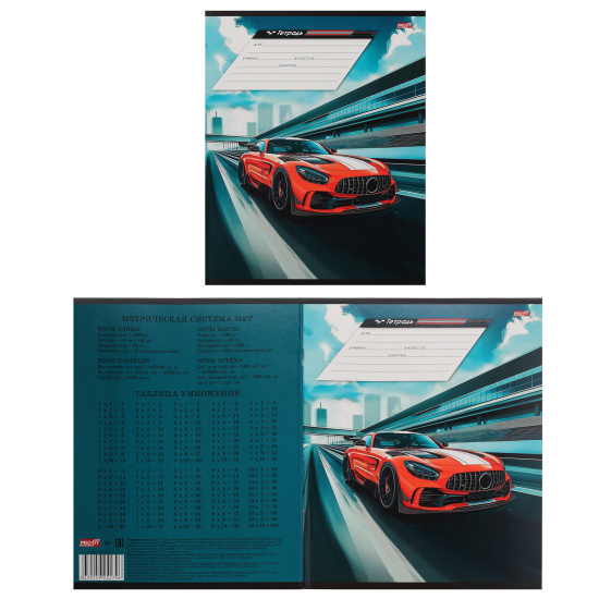 Тетрадь, 12 листов, клетка, ассорти 5 видов, Проф-Пресс, Разные автомобили-5, 12-4279