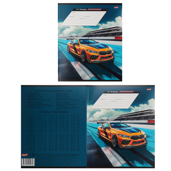 Тетрадь, 12 листов, клетка, ассорти 5 видов, Проф-Пресс, Разные автомобили-5, 12-4279