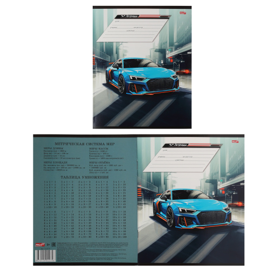 Тетрадь, 12 листов, клетка, ассорти 5 видов, Проф-Пресс, Разные автомобили-5, 12-4279