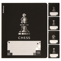 Тетрадь 18 листов, клетка, ассорти 5 видов Erich Krause Chess Player MIX-PACK 60570