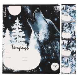 Тетрадь, 18 листов, линия, ассорти 5 видов, Erich Krause, Timber Wolf, MIX-PACK, 60563