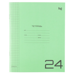 Тетрадь, 24 листа, клетка, пластик, БиДжи, Green, Однотонный, Т5ск24_пл 08957
