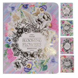 Тетрадь 48л Цветы Blooming Flowers мат лам тисн фольг 3D 48Т5офВ1 ассорти 5 видов