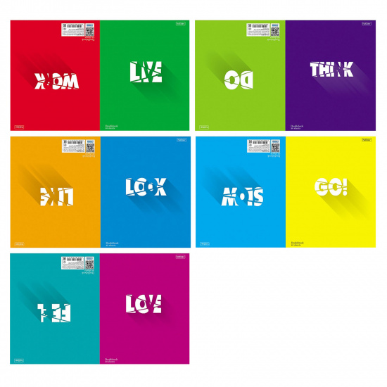 Тетрадь А5, 48л, клетка, перевертыш, поля, ассорти 5 видов Hatber Bright colors 48Тд5тВ1