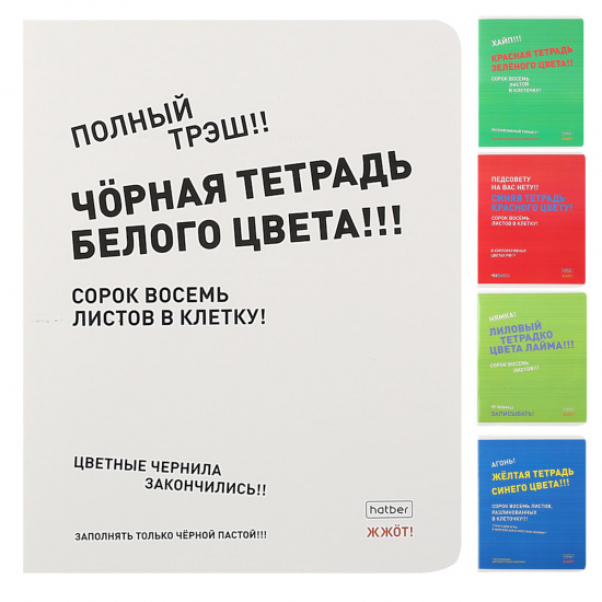 Тетрадь А5, 48 листов, клетка, поля, ассорти 5 видов Hatber Агонь 48Т5В1