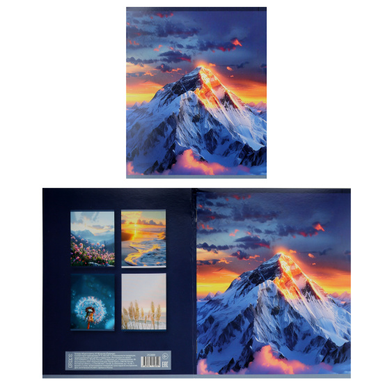 Тетрадь, А5, 48 листов, клетка, поля, ассорти 5 видов, КОКОС, Природа  (вт блок), 252889