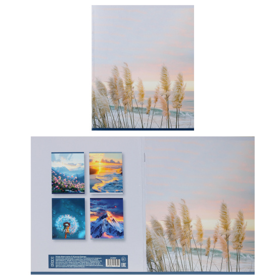 Тетрадь, А5, 48 листов, клетка, поля, ассорти 5 видов, КОКОС, Природа  (вт блок), 252889