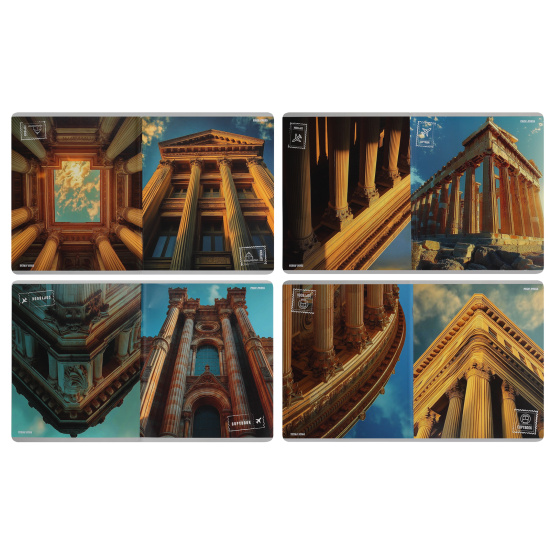 Тетрадь, А5, 48 листов, клетка, перевертыш, поля, ассорти 5 видов, Проф-Пресс, Классическая архитектура, Т48-5334