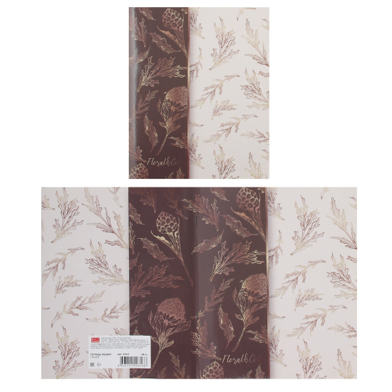 Тетрадь А5, 48 листов, клетка, поля, ассорти 4 вида Floral&Color Полином 3315